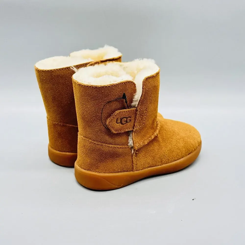UGG Boots Boys 7 Brown Suede Shearling Lined Ankle Snow Winter Outdoor Comfort